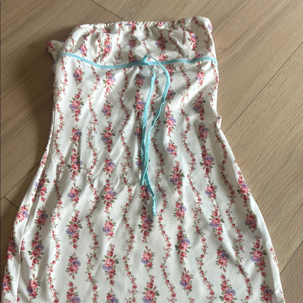 Floral Print Dress with Blue Accents
